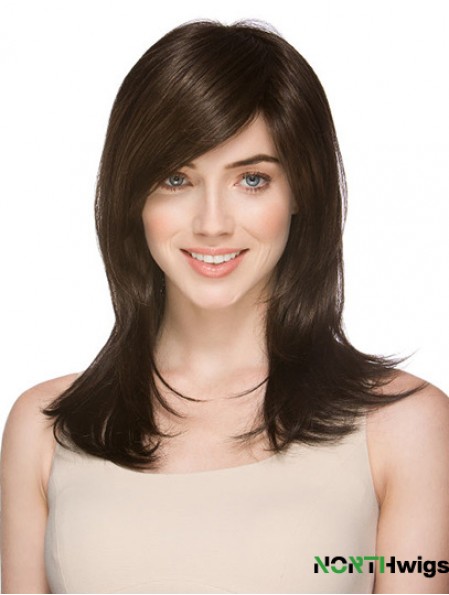 Very Cheap Synthetic Wigs Layered Cut Straight Style Brown Color