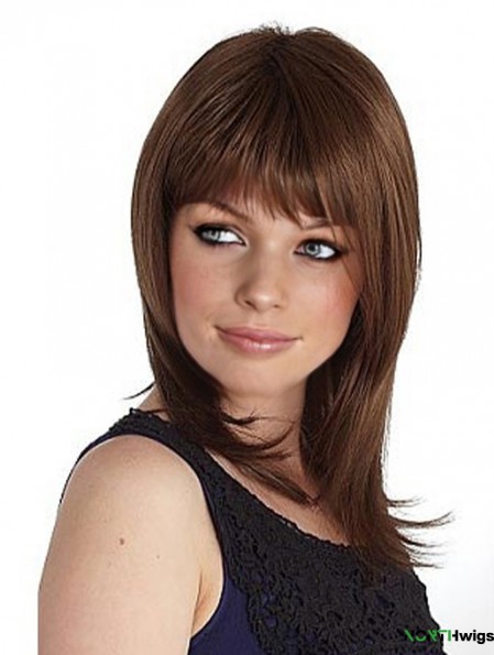 Shoulder Length With Bangs Straight Auburn Incredible Synthetic Wigs