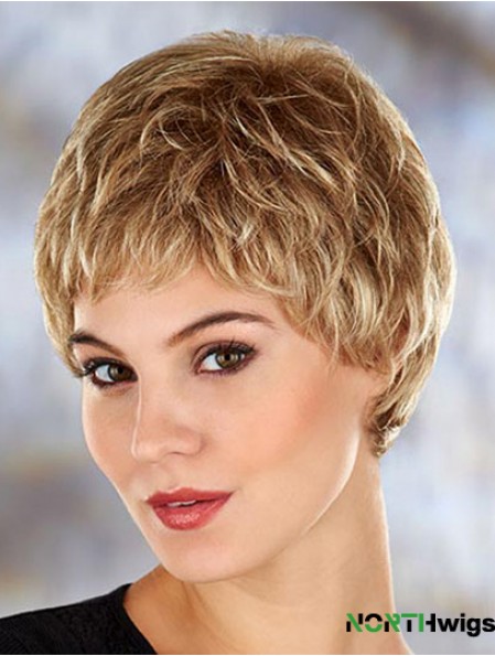 Modern 4 inch Wavy Blonde Boycuts Short Wigs