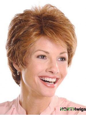 Top 5 inch Wavy Brown Layered Short Wigs