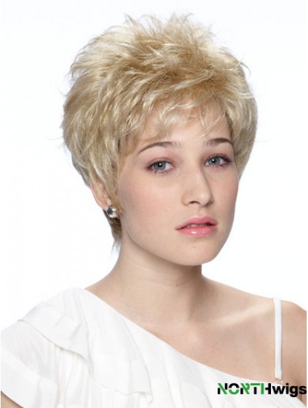 Cropped Boycuts Wavy Blonde Fashionable Synthetic Wigs