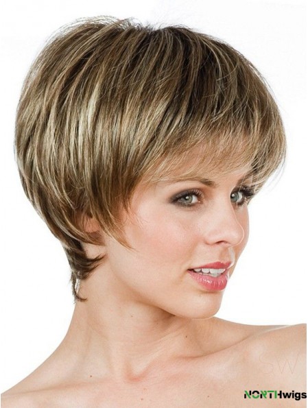 Boycuts Short Brown Straight Sleek Petite Wigs