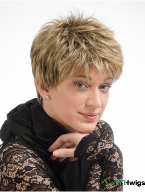 Modern 6 inch Straight Blonde Boycuts Short Wigs