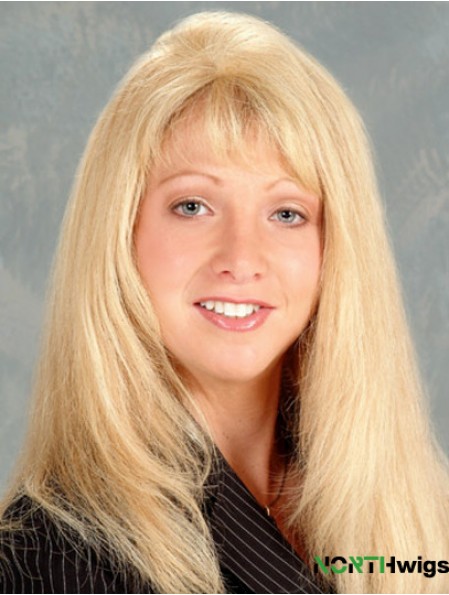 Durable Blonde Straight With Bangs Long Wigs