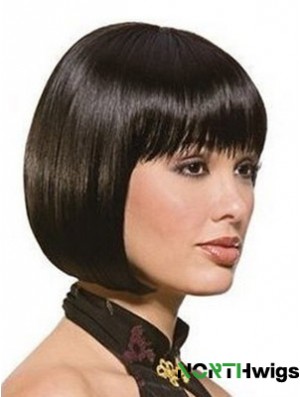 Chin Length Bobs Straight Black Sassy Synthetic Wigs