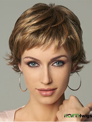 Online 4 inch Wavy Brown Layered Short Wigs