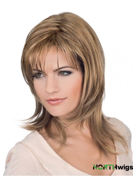 Shoulder Length Blonde Layered Wavy Perfect Full Lace Wigs