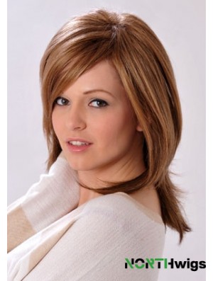 Shoulder Length Layered Straight Brown Convenient Synthetic Wigs