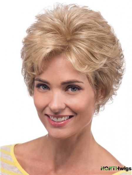 Amazing Blonde Chin Length Layered Wavy Glueless Lace Front Wigs