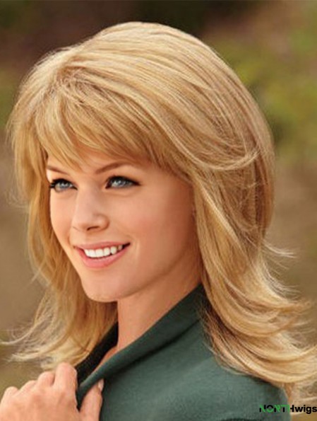 Shoulder Length With Bangs Straight Blonde Best Synthetic Wigs