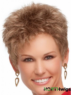 Cropped Boycuts Wavy Blonde Suitable Synthetic Wigs