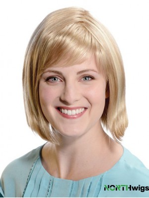 Straight Chin Length Blonde 11 inch Capless Comfortable Bob Wigs