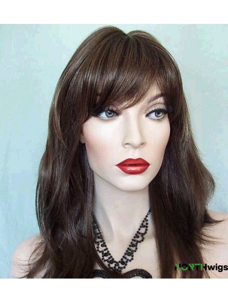 Straight With Bangs Long Brown Trendy Lace Front Wigs