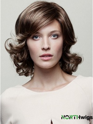 Classic Brown Wavy Chin Length 10 inch Top Medium Wigs