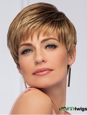 Synthetic Brown Boycuts Straight 5 inch Short Wigs