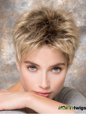 4 inch Blonde Synthetic Boycuts Straight Short Hair