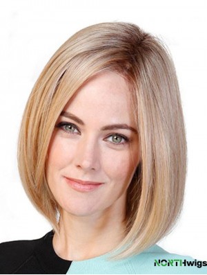 Straight Bobs Blonde 11 inch Monofilament Cancer Patient Wigs