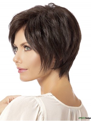 Straight Brown Layered 8 inch Wig Lace