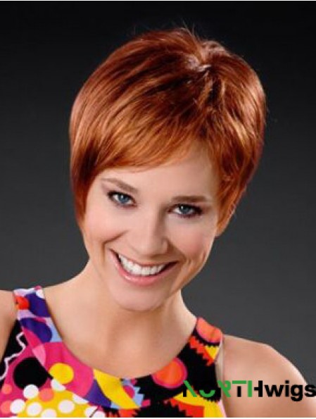 Copper Short Synthetic 8 inch Straight Boycuts Front Lace Wig