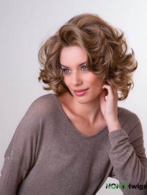 Brown 11 inch Layered Wavy Capless Synthetic Medium Wigs For Women