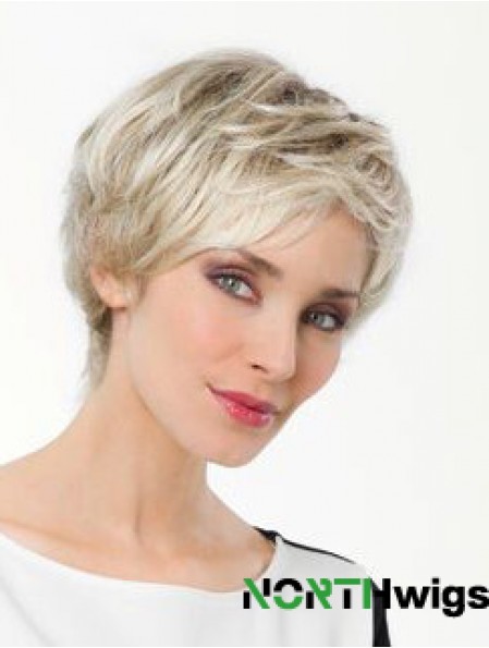 Platinum Blonde Boycuts Short 8 inch Straight Synthetic Monofilament Wig Sale