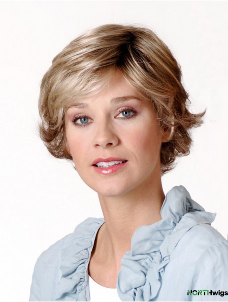 Synthetic Capless 8 inch Layered Wavy Blonde Short Ladies Wigs