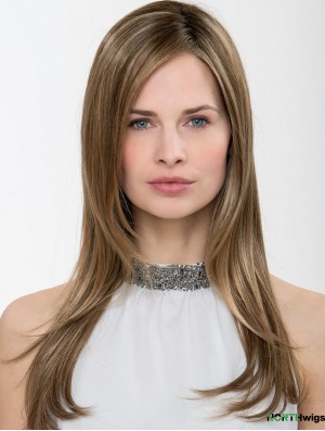 Synthetic Ombre/2 tone Straight 18 inch Capless Without Bangs Ladies Long Wig