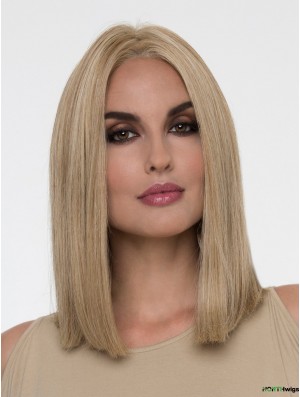 Straight Blonde Without Bangs 14 inch Monofilament Wig Sale