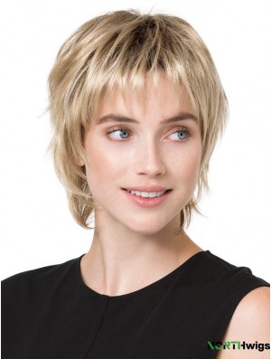 6 inch Convenient Straight Boycuts Blonde Short Wigs