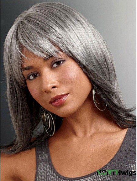 Wigs For The Older Lady UK With Lace Front Straight Style Grey Cut