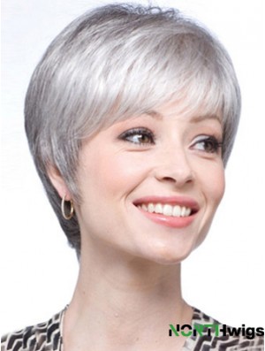 Grey Wigs For Women With Lace Front Grey Cut Short Length