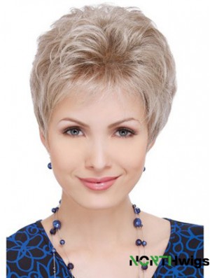 Wigs For Elderly Lady With Capless Wavy Style Short Length