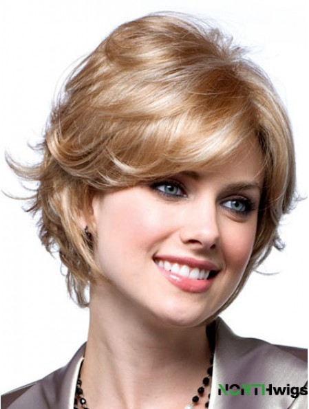 Cheap Monotop Wigs With Monofilament Blonde Color Short Length