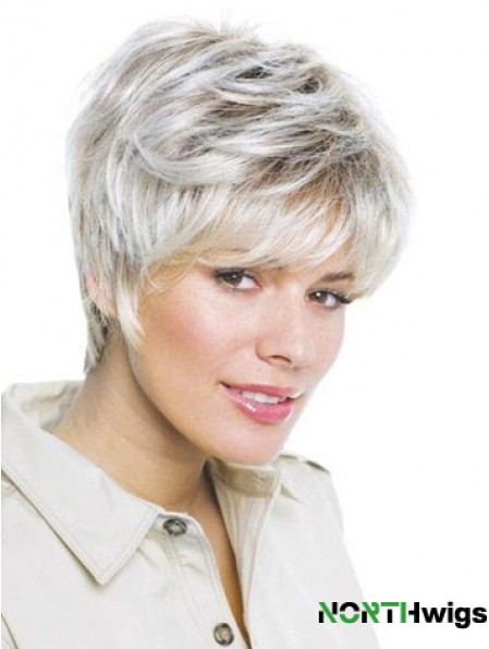 Synthetic Amazing Short Wavy Grey Wigs