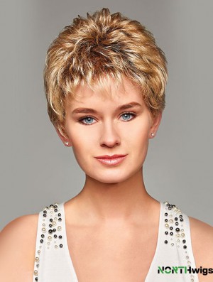 Mono Hair Toppers UK Cropped Length Blonde Color Curly Style Boycuts