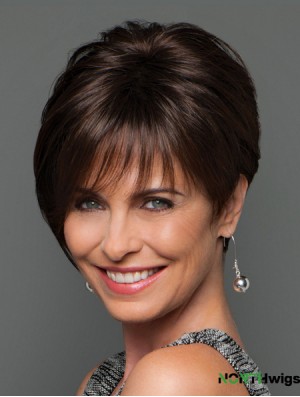 Mono Wigs UK Short Length Brown Color Layered Cut Straight Style