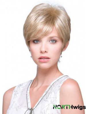 Incredible Blonde Short Straight Boycuts Monofilament Wigs