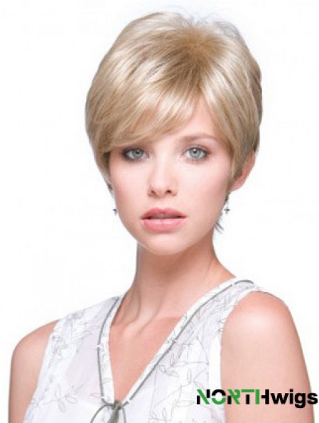 Incredible Blonde Short Straight Boycuts Monofilament Wigs