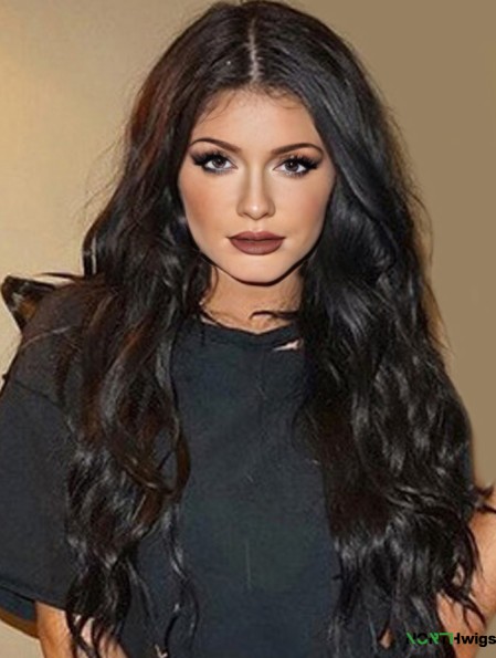 Convenient 24 inch Long Curly Without Bangs Lace Front Kylie Jenner Wigs