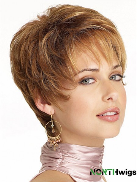 Popular Brown Cropped Wavy Boycuts Lace Front Wigs