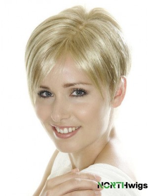 Soft Blonde Cropped Straight Boycuts Lace Front Wigs