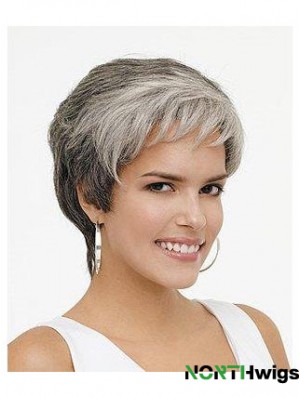 Synthetic Natural Short Wavy Grey Wigs