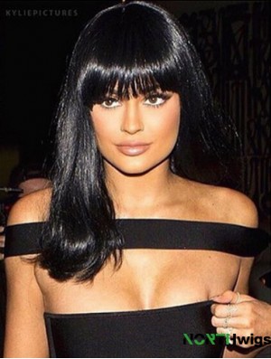 Style 14 inch Long Straight With Bangs Lace Front Kylie Jenner Wigs