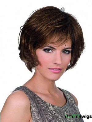 Bobs Lace Front Chin Length Synthetic Brown Monofilament Parting Wigs