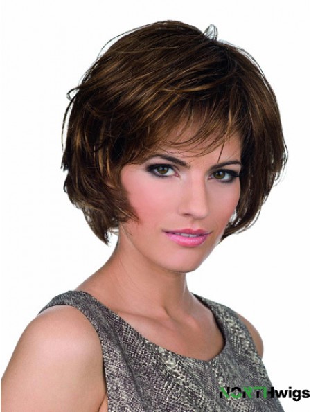 Bobs Lace Front Chin Length Synthetic Brown Monofilament Parting Wigs