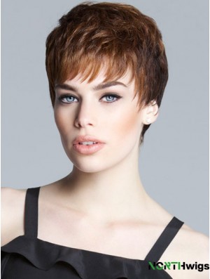 Sassy Brown Cropped Straight Boycuts Lace Front Wigs