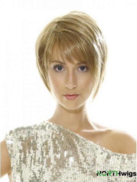 Short Blonde Style 8 inch Straight Bob Wigs