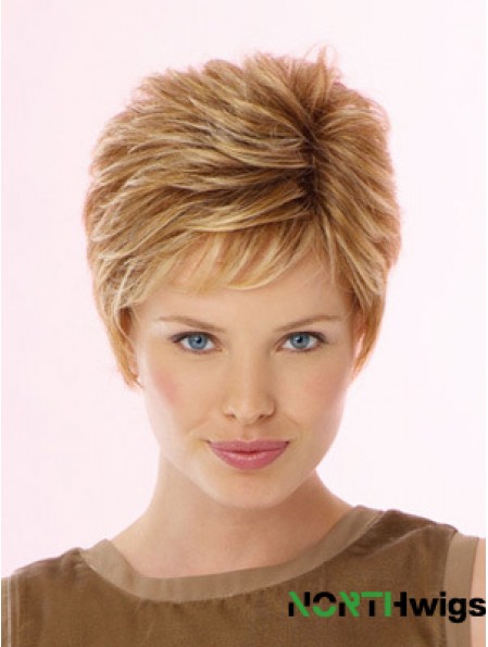 Fabulous Blonde Cropped Wavy Boycuts Lace Front Wigs