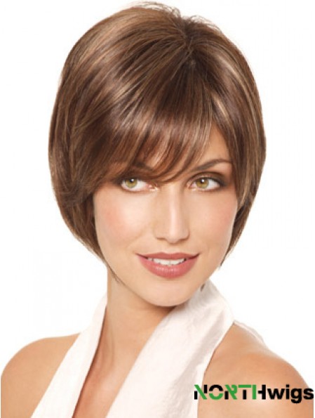 Chin Length Straight Monofilament Brown Fabulous Bob Wigs