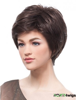 Flexibility Brown Short Straight Boycuts Lace Front Wigs